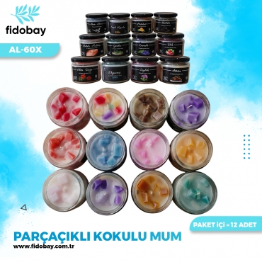 DD-3863 - PARÇACIKLI KOKULU KAVANOZ MUM X12