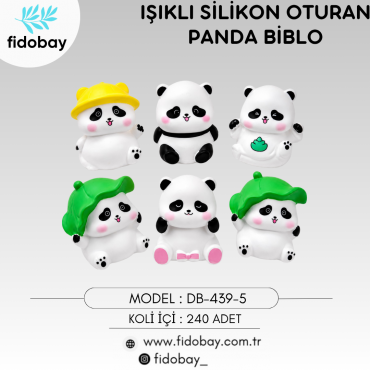 DB-439 - 5 - IŞIKLI SİLİKON OTURAN PANDA BİBLO