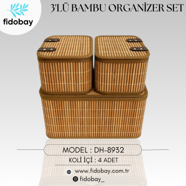 DH-8932 - 3'LÜ BAMBU ORGANİZER SET