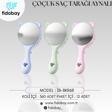 İB-BKR68 - ÇOÇUK SAÇ TARAĞI AYNALI BOX12