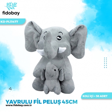 KD-PL11477 - YAVRULU FİL PELUŞ 45CM