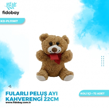 KD-PL11967 - FULARLI PELUŞ AYI KAHVERENGİ 22CM
