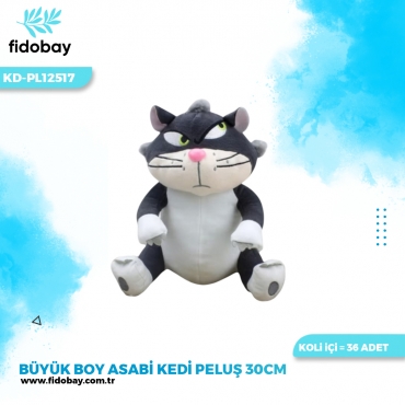 KD-PL12517 - BÜYÜK BOY ASABİ KEDİ PELUŞ 30CM