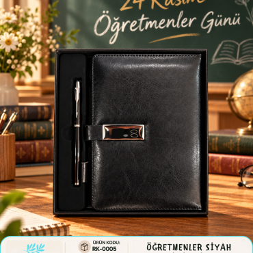 RK-0005 - ÖĞRETMEN SİYAH AJANDA KALEM SETİ