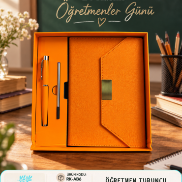 RK-AB6 - ÖĞRETMEN TURUNCU AJANDA KALEM SETİ