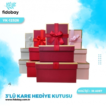 YK-12526 3' LÜ KARE HEDİYE KUTUSU