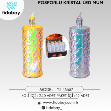 YK-13637 - FOSFORLU KRİSTAL LED MUM BOX12